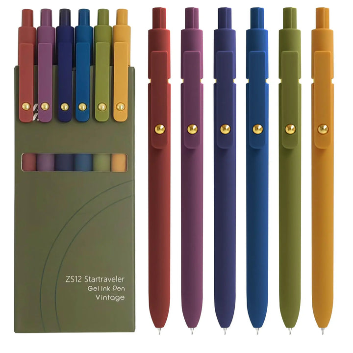 Gel Pens, 6 Pcs 0.5mm Fine Point Smooth Writing Pens Cute Pens, High-End Series Black Ink Pens for Journaling Note Taking, School Office Supplies for Women Men