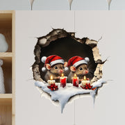 💥🎁"Santa's Breaking In!" 🎅🏿🎅2D Creative Christmas Santa Wall Stickers