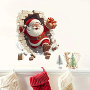 💥🎁"Santa's Breaking In!" 🎅🏿🎅2D Creative Christmas Santa Wall Stickers