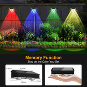 2 Pcs Dual-Head Solar Wall Lights with 9 Color Modes, IP65 Waterproof Outdoor Lights