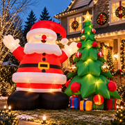 🎅 Christmas Inflatable Santa & Tree Set 🎄 Giant Light-Up Outdoor Holiday Decoration with Built-In Blower