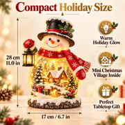 ✨ Christmas Village Snowman Glow – Lighted Holiday Tabletop Decor