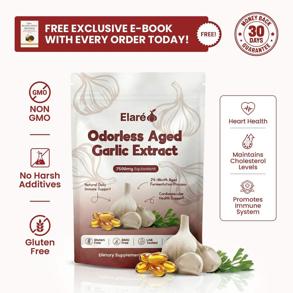 Aged Garlic Extract - 7500mg Odorless Softgels