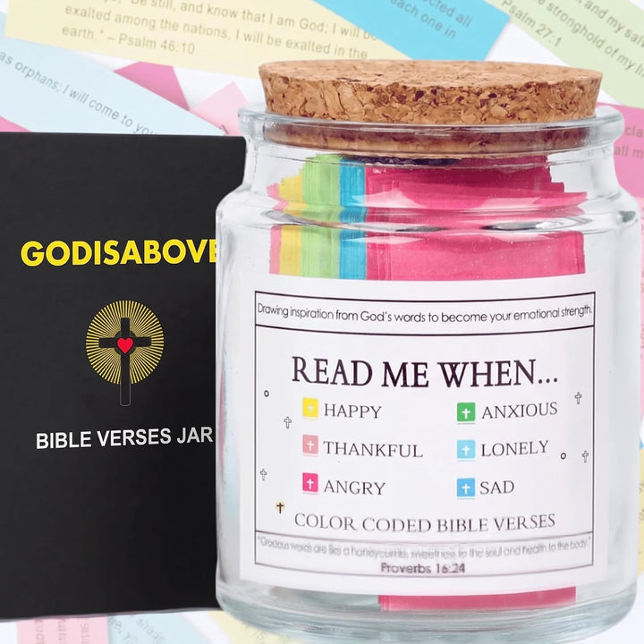 Handmade 90 Day Bible Verses Jar (Free Christian Gift Box)