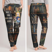 Just A Girl Who Loves Books - Personalized Sweatpants, Lounge Pants With Pockets, Custom Pajama Pants, Jogger Sweatpants, Gift For Her