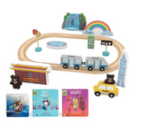 Bitty Bao Wooden City & Vehicles Play Set + Travel Book Bundle (Mandarin)