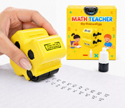 Math Teacher 4 in 1 Math Roller Stamp, Addition Subtraction Multiplication Practice Tool, Math Stamp Ink Roller for Kids Ages 5-9 1st 2nd 3rd Grade Classroom Homeschool Home Use, Math Gift for Kids, Summer Learning | GoldenEgg