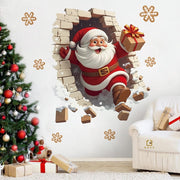 💥🎁"Santa's Breaking In!" 🎅🏿🎅2D Creative Christmas Santa Wall Stickers