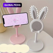 Cute Rabbit Design Phone Holder, Universal Smartphone Holder, Adjustable-Height Phone Stand, Desktop Cellphone Holder Stand for Home Office, Phone Accessories, Cell Phone Mounts, Mobile Mount