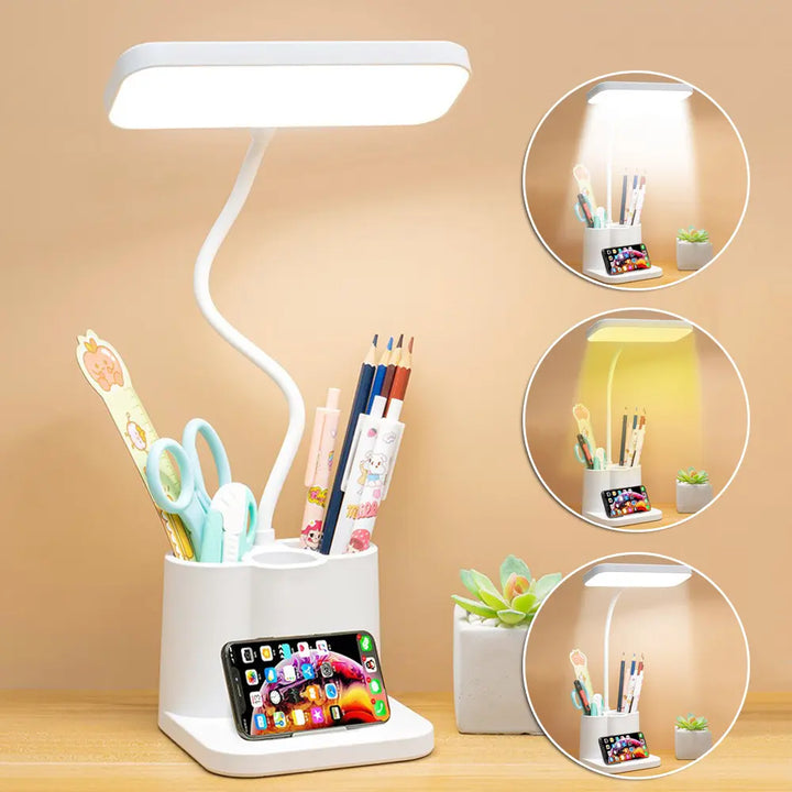 Dimmable LED Desk Light Touch Sensor Table Bedside Reading Lamp USB Rechargeable