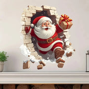 💥🎁"Santa's Breaking In!" 🎅🏿🎅2D Creative Christmas Santa Wall Stickers