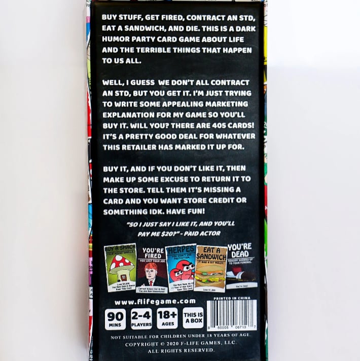 A Game About Adulthood – Darkly Humorous Party Card Game for Adults, Life Simulation, Wealth Building, Retirement & Graveyard Revenge