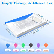 11-Hole Expandable Plastic Envelopes Binder Pockets (6/12 Pack) - 2/3/4 Ring Binder Folders with Snap Button, Label Loose-Leaf Transparent Document Pouches for Letter Size, School Supplies, Storage Organization, Office Accessories