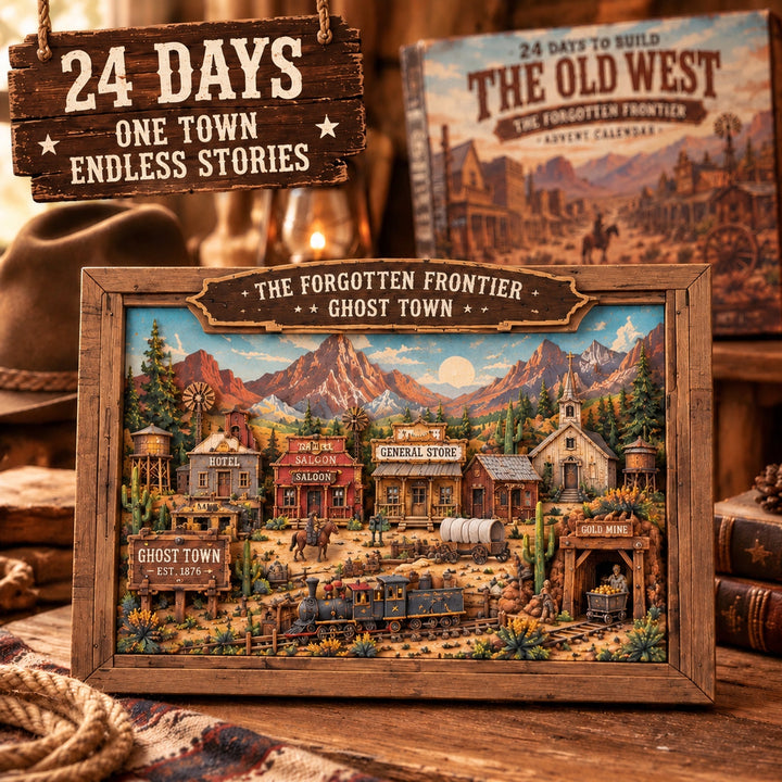 The Forgotten Frontier Ghost Town Advent Calendar  | 24‑Day Build‑Your‑Own Wild West Town Reusable Wooden Countdown