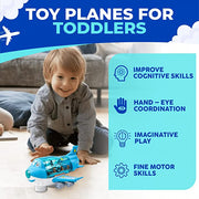 Kids Bump & Go Toy Airplane with LED Lights