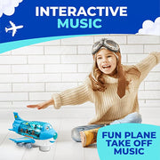 Kids Bump & Go Toy Airplane with LED Lights