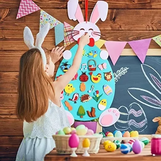 🐰 DIY Felt Easter Bunny Kit – Stick, Decorate & Create Holiday Memories Together