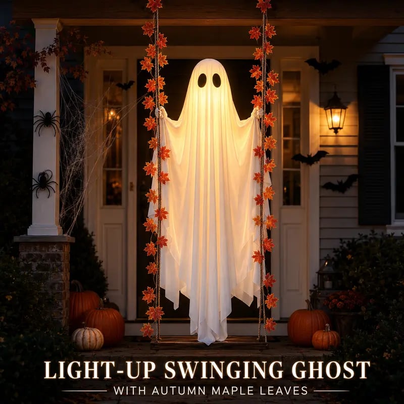 ⏰Last day Promotion 🔥-✨LED Light-Up Swinging Ghost Halloween Decoration👻🍁