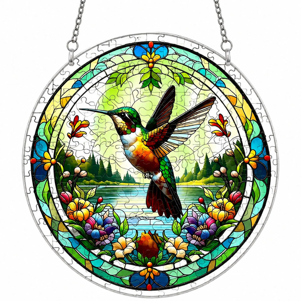 🦜Hummingbird Stained‑Glass Window DIY Acrylic Puzzle Ornament