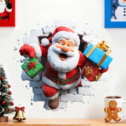 💥🎁"Santa's Breaking In!" 🎅🏿🎅2D Creative Christmas Santa Wall Stickers