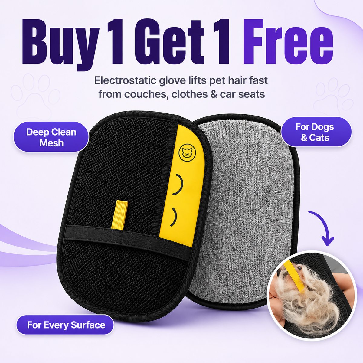 Pet Grooming Gloves - Buy 1 Get 1 Free