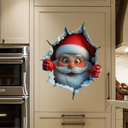 💥🎁"Santa's Breaking In!" 🎅🏿🎅2D Creative Christmas Santa Wall Stickers