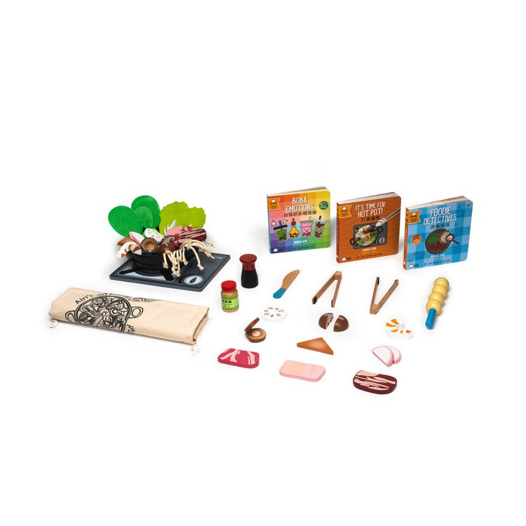 Little Foodie Book Bundle with Wooden & Magnetic Hot Pot Toy