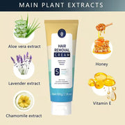 🔥Painless Full Body Hair Removal Cream for Men & Women– Skin-friendly for all areas🌿