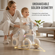 🚲🚼4-Wheel Light-Up Balance Bike for Toddlers with Music