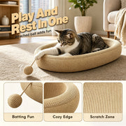 🐱 2-in-1 Sisal Cat Scratcher Bed – Scratch, Play & Lounge