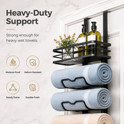 🚪🛁Over-the-Door Towel Rack with Storage Shelf – No-Drill Bathroom Organizer