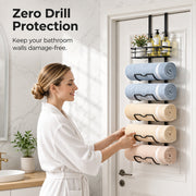 🚪🛁Over-the-Door Towel Rack with Storage Shelf – No-Drill Bathroom Organizer