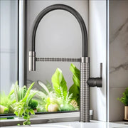 Spring Pull-Down Kitchen Faucet Brass Hot Cold Mixer Rubber Tube Tap