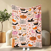 Halloween Pumpkin Flannel Throw Blanket