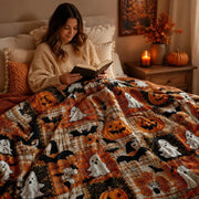 Halloween Pumpkin Flannel Throw Blanket
