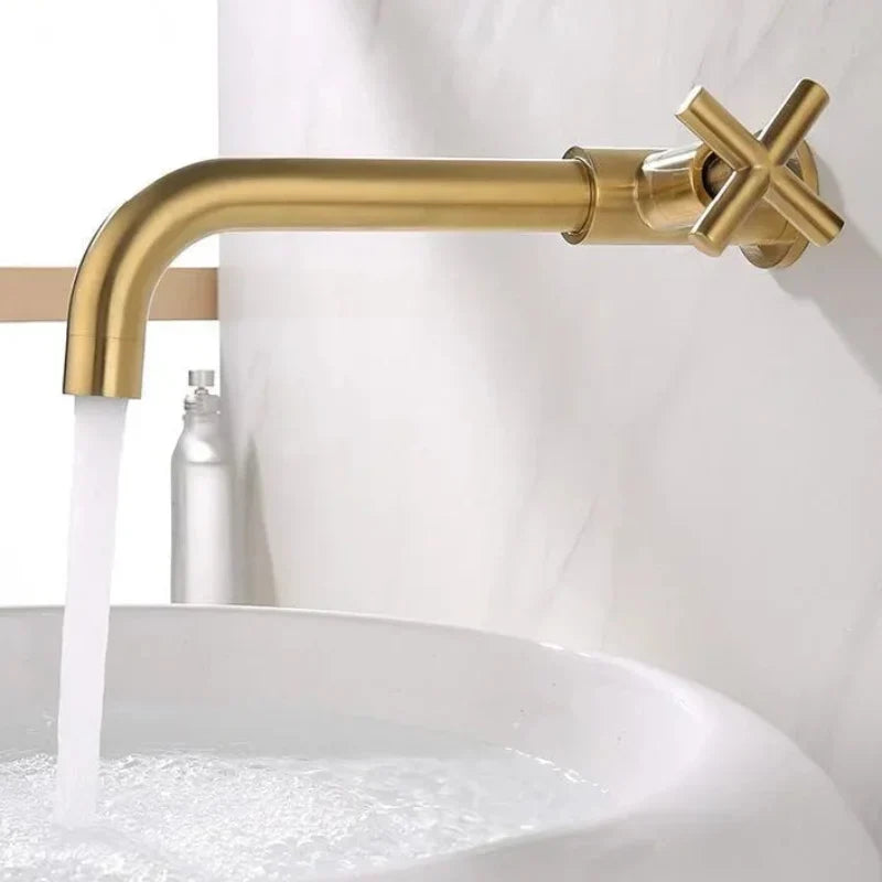 Wall-Mounted Brass Basin Faucet Single Cold Water Washbasin Utility Tap